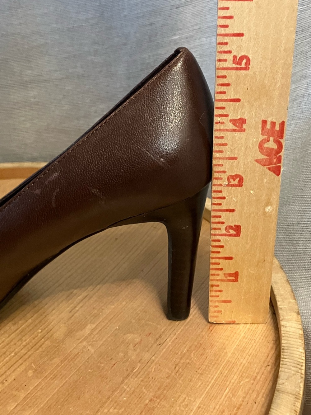 Connie Brown Leather Pointy Toe Heels Streep 2 Size - Picture 8 of 10